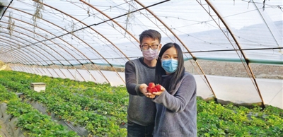 <p>　　手捧“红颜”，刘砚龙与何娇憧憬未来。　　　　　　　　　本报记者　　秦磊　刘惠媛　摄</p>